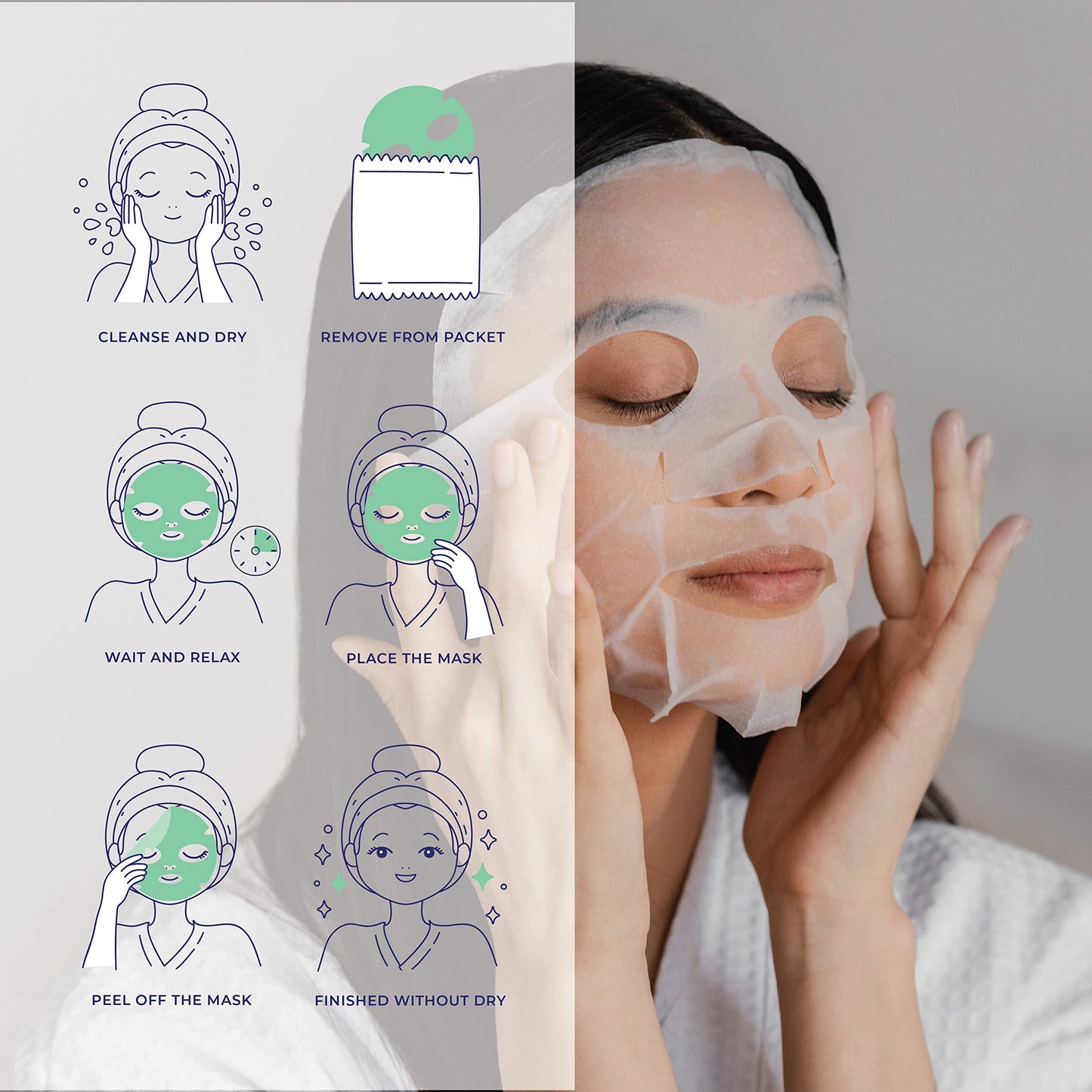 Innerest Original Derma Beauty Collagen Face Masks 24 PK Vegan Ultra Soothing Rosehip Face Mask Skin Care Sheet Masks Set for Beauty & Personal Care Korean Face Mask