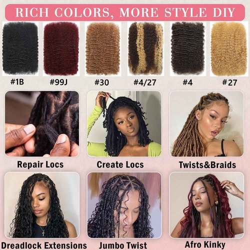 Afro Kinkys Bulk Human Hair For Braiding 427 Highlight Afro Kinky-Curly Human Hair Bulk For Mini Twist 20 Inch 30g/pack Bulk Human Braiding Hair For Micro Locs Extensions