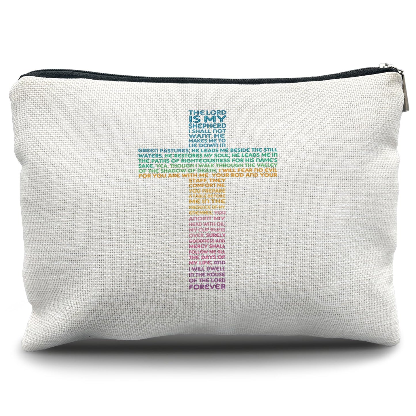 Nogrit Christian Inspirational Makeup Bag Cosmetic Bags for Women, Christian Gifts for Women Faith, Religious Bible Verse Small Makeup Cosmetic Bag for Purse, PASLM 23