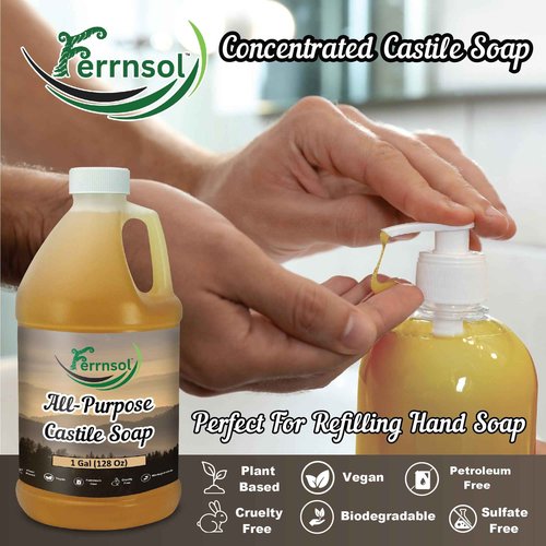 AP Castile Soap Liquid (1 Gallon) – Unscented, Fragrance-Free, Refill – Natural All-Purpose Soap for Home, Hands, and More – Gentle, Non-Toxic formula – 128oz - Made in USA