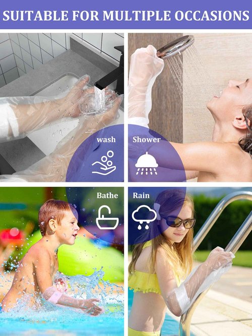 Sosation 50 Pcs Waterproof Arm Cast Cover for Shower Bath, Arm Cast Sleeve Protector, Adult Long Cast Bandage Protector Bag Covers for Shower Broken Wound Wrists Elbow(21.6 Inch)