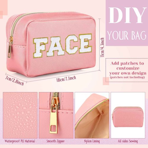 Sweetude 10 Pcs Christmas Makeup Bag Bulk Christmas Gift PU Leather Cosmetic Bag Small Skincare Toiletry Pouch with Zipper for Women Xmas Wedding Gift Favors(Pink and Purple)