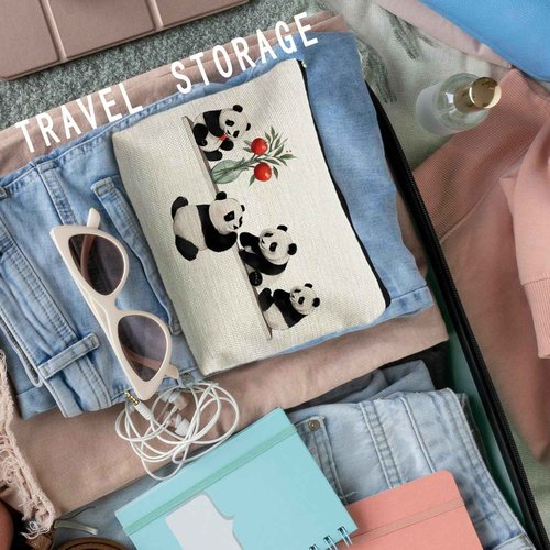 RYYCDOI Cute Panda Makeup Bag, Panda Lover Gifts Cosmetic Bags for Women, Panda Bear Gifts Makeup Pouch Zipper Pouch