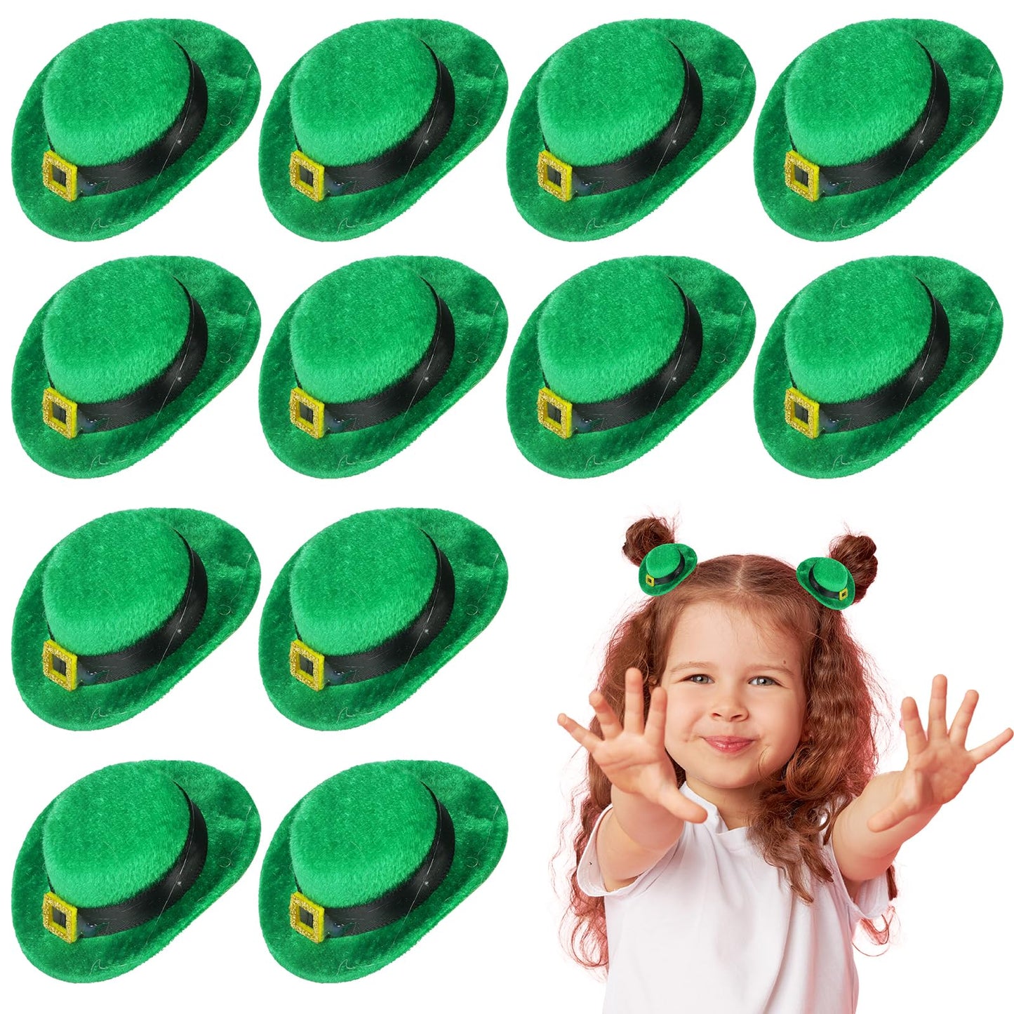 12 Pcs St. Patrick's Day Hair Clips, St Patricks Day Accessories, Mini Top Hat Hair Clips, Green Cowboy Hat Hair Clips, Saint Patricks Day Hair Accessories Decorations