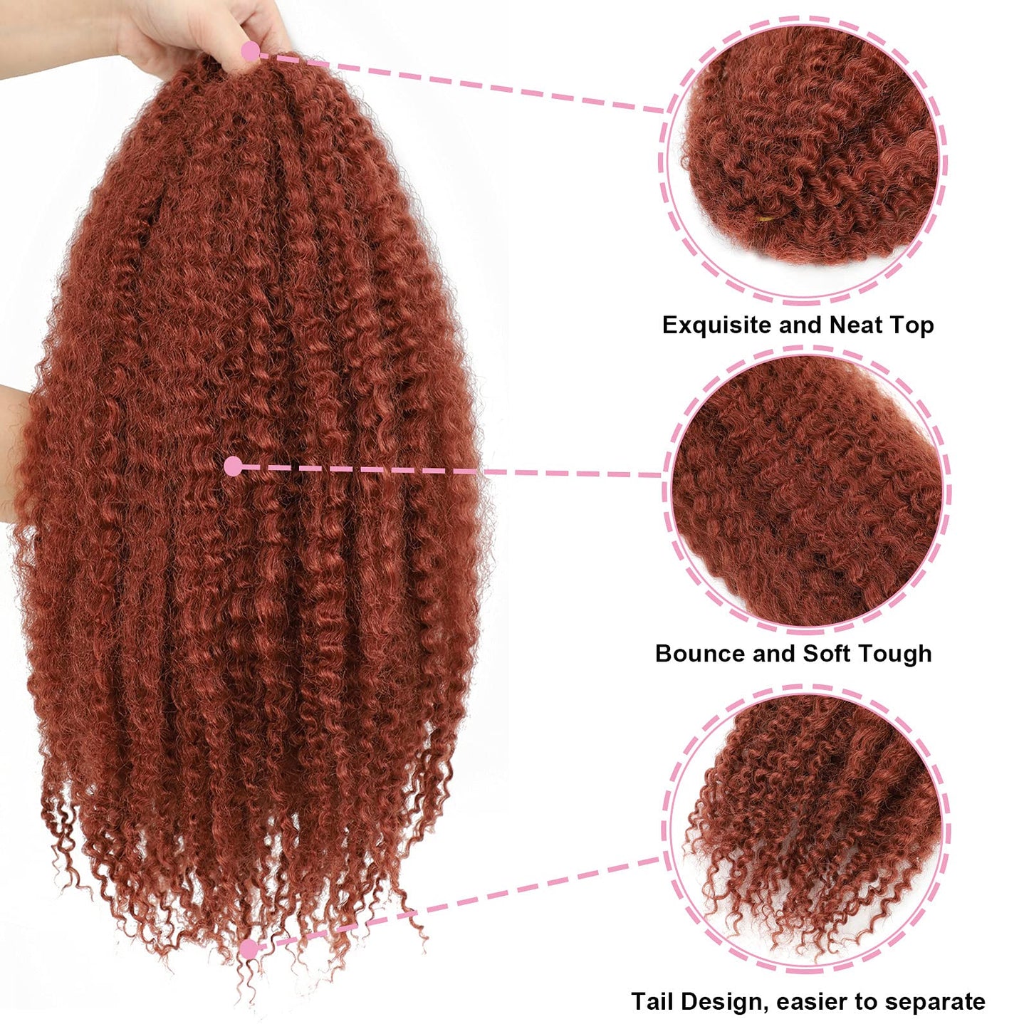 Dansama Marley Hair, 3 Packs Curly Crochet Braids for Marley Twist Braiding Hair, #350 Braids for Faux Locs Hair Synthetic Hair Extensions (24 Inch (Pack of 3), #350)