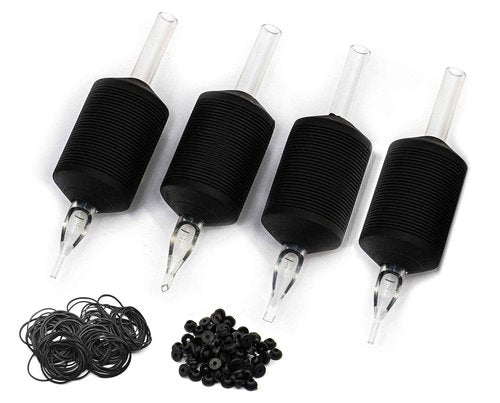 BEZTAT 25mm (1" Inch) Ultra Premium Clear Disposable Tubes w/Black Soft Silicone Grip- 25 Pack, Round Tip (5RT)