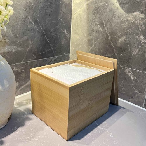 JHJFRAWY Bamboo Disposable Face Towel Holder for Clean Skin Club, Bathroom Storage Organizer, Container Box (Towels Not Included)