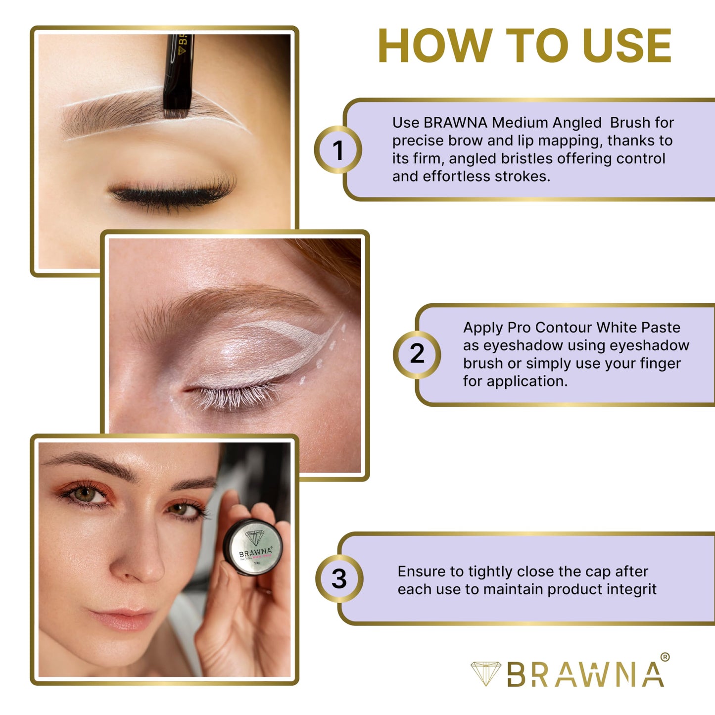 BRAWNA 2 Pck Mapping Paste for Brow and Lip Measuring - Eyebrow Mapping Supplies - PMU & Microblading Supply - Yellow and White