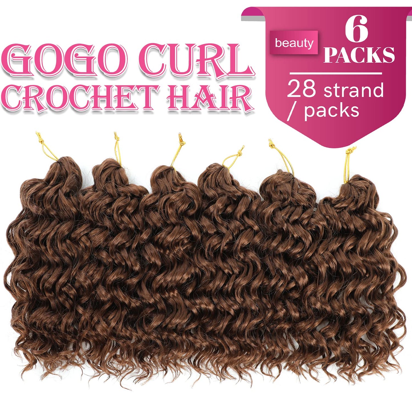 Gogo Curl Crochet Hair 8 Inch 6 Packs Short Curly Crochet Hair for Black Women Beach Curl Water Wave Curly Crochet Braids Hair, Deep Wave Synthetic Braiding Hair Extensions (8 inch 30)