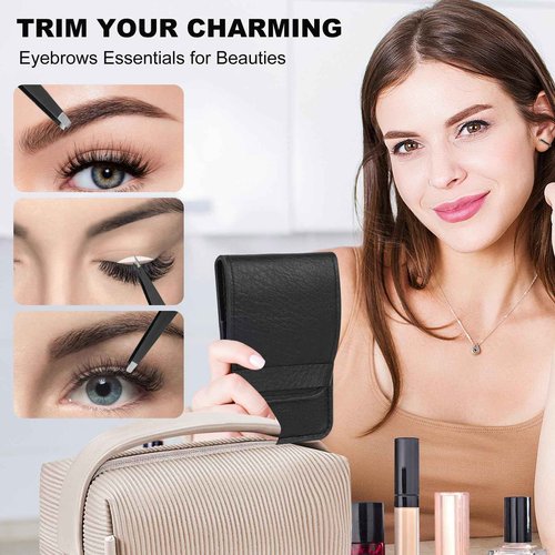 5-Pack Stainless Steel Tweezers Set for Women with Curved Scissors, Great Precision for Facial Hair Removal and Splinter Removal, Stocking Stuffer for Women