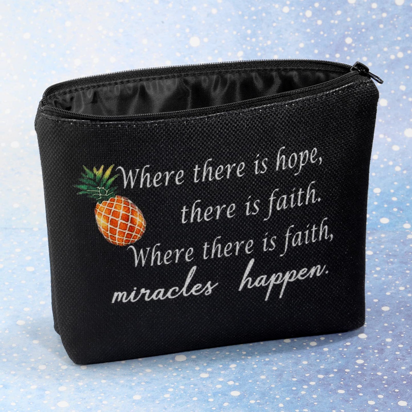 G2TUP IVF Faith Makeup Bags Motivational Infertility Pineapple Gift for Warrior Dad Mom Transfer Day Infertility Encouragement (black)