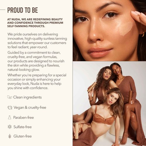 NUDA Body Shimmer | Illuminating Body Glitter to Enhance Tan | Vegan Shimmer Lotion for Women with Aloe Vera, Avocado Oil, & Vitamin E | Vanilla-Scented, Non-Staining Liquid Highlighter, (75 mL)