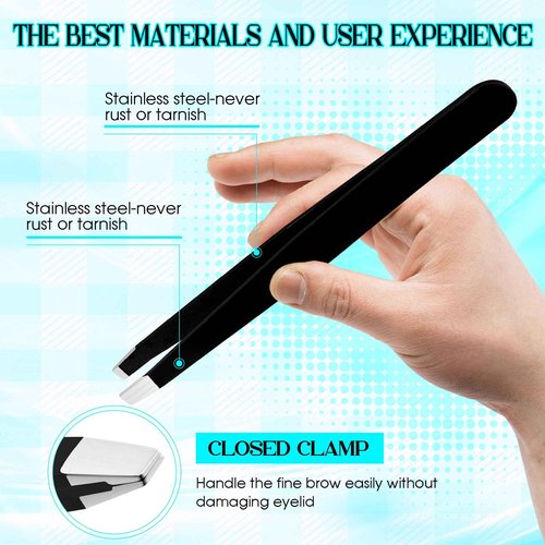 GEMERRY Eyebrow Tweezers Set, 6 Pcs Lash Tweezers Set for Women, Precision Tweezer for Eyebrows with Curved Scissors and Eyebrow Razor for Ingrown Hair High Precision Stainless Steel Eyelash Tweezers