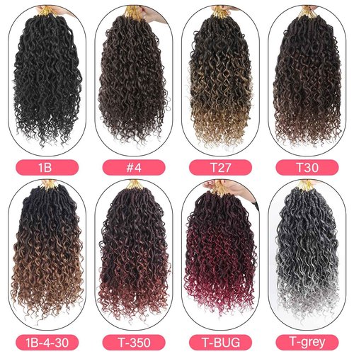 Sosihua Goddess locs crochet hair, 9 packs soft boho faux locs with curly ends bohemian crochet dreads for black women(12Inch,#1B)