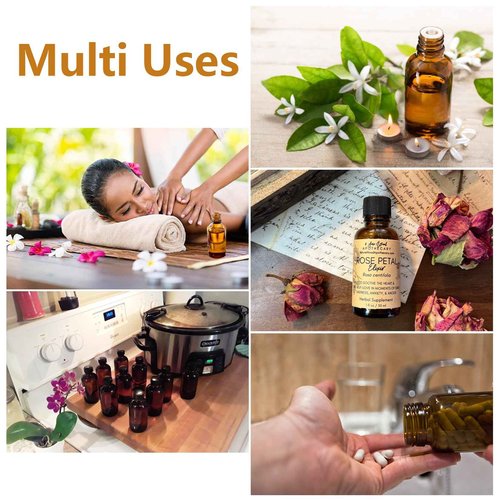 12 Pack 2oz Amber Glass Bottles for Vanilla Extract, Boston Round Leak-Proof Brown Glass Jars with Caps, Bonus Funnel - Ideal for Homemade Extracts, Essential Oils, DIY Christmas Party Gift Supplies