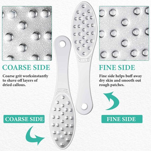 4 Pcs Stainless Steel Foot Scraper Metal Foot File Double Sided File Callus Remover Professional Feet Rasp Scrubber for Wet or Dry Skin Easy to Clean Pedicure Tool Heel