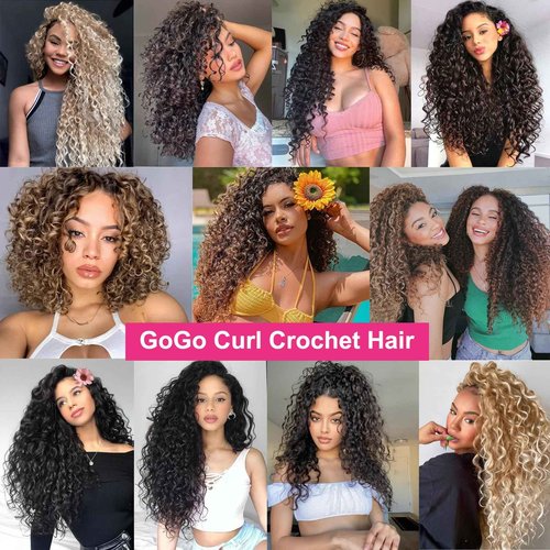 Unionbeauty 8 Pack GoGo Curl Beach Curl Curly Crochet Hair - Ocean Wave 18 Inch Water Wave - Ombre Blonde Synthetic Curly Braiding Hair Extension T27/613#