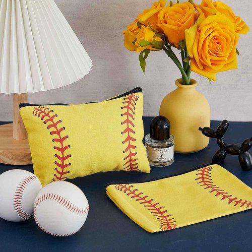 24 Pcs Softball Gifts: Makeup Bag, Cosmetic Bag, Portable Travel Softball Bags for Girls Team Player with Zipper Storage
