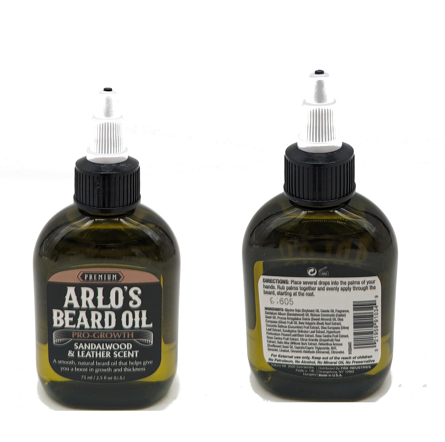 Arlo's Pro Growth Beard Oil - Sandalwood Leather Scent 2.5 oz. - Promotes Beard Hair Growth