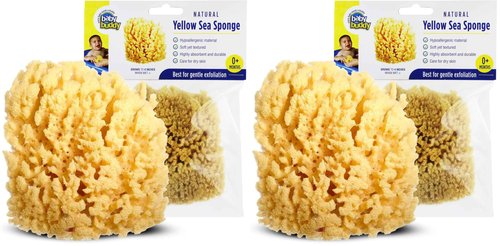 Baby Buddy Natural Yellow Sea Sponge, Newborn Bath Time Essential, Soft and Gentle for Tender Skin, Hypoallergenic and Biodegradable, 2 Pack
