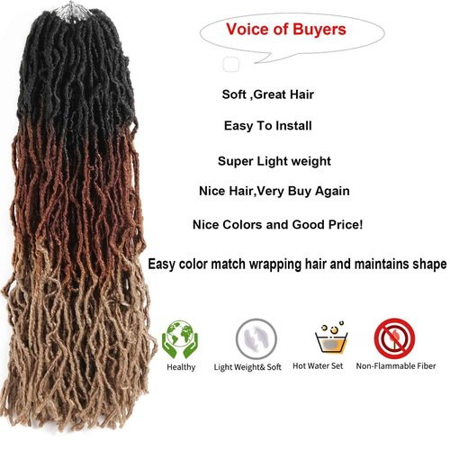 Faux Locs Crochet Hair 24 Inch,Soft Goddess Locs Crotchet Hair, 6 Packs Long Three Tone Locs Crochet Braids Pre looped Wavy Dreads Extensions Crotchet Braiding Hair(24”,T1B/30/27)
