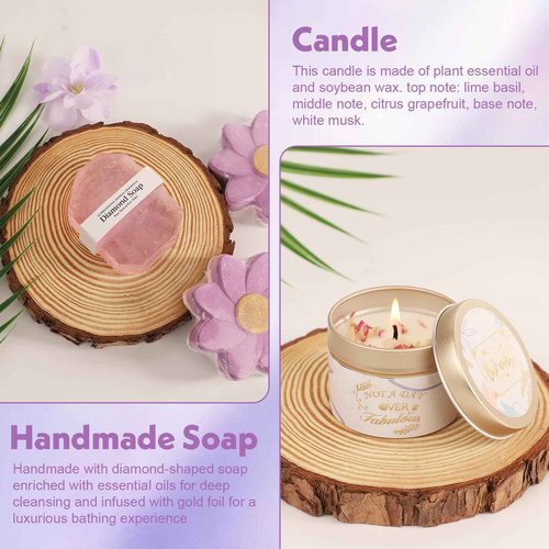 Luxury Spa Gift Basket for Women Self Care Gifts for Women Get Well Gifts With Bath Salts,Blanket Relaxing Gifts for Mom Girlfriend Wife Daughter Perfect For Mother's Day (Purple)