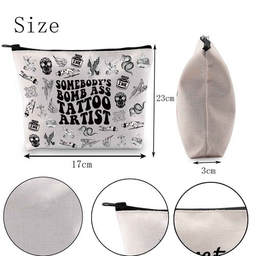 POFULL Somebody's Bomb Ass Tattoo Artist Cosmetic Bag Tattoo Lover Gift Tattooist Gift (Tattoo Artist Cosmetic Bag)