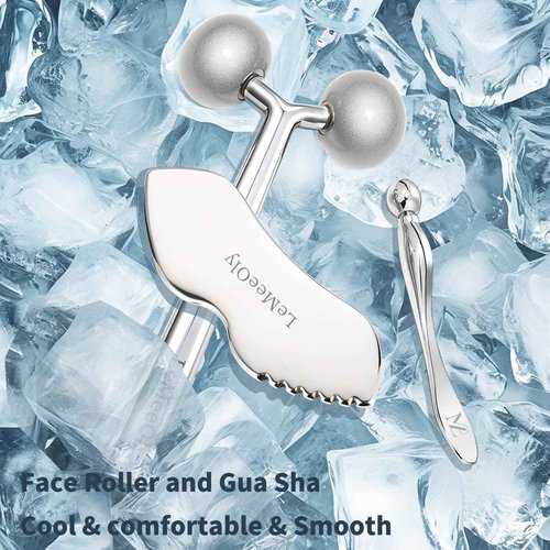 LeMeeOly 2Pcs Gua Sha Facial Tools Stainless Steel, Detailer GuaSha Set for Face Neck, Natural Skin Care Metal Gua Sha Lymphatic Drainage Face Massage Tool, Gift for Women (Detail Guasha Set)