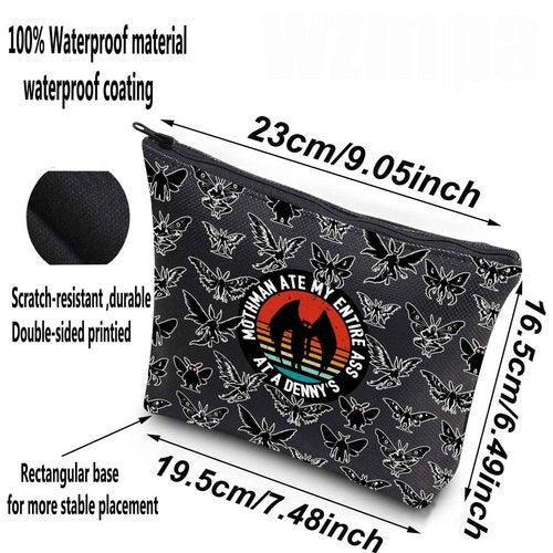 WZMPA Mothman Cosmetic Bag Lover Gifts Ate My Ass At Dennys Makeup Zipper Pouch Merchandise (2-Full)