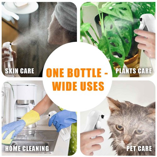 AMOMELA 2Pcs Continuous Spray Bottle For Hair,Ultra Fine Refillable Water Mister for Hair Styling, Plants, Cleaning, Salon, Misting & Skin Care（200ml/6.8oz Clear） (200ML 2PACK)