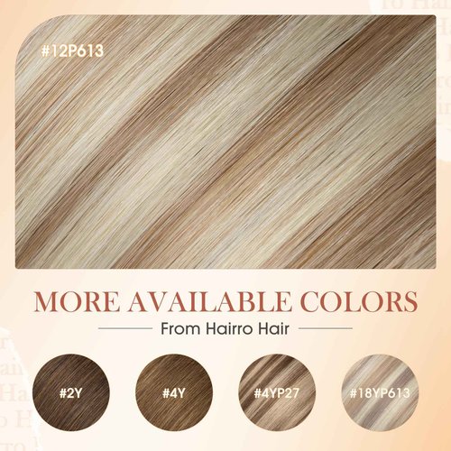 Hairro U Tip Human Hair Extensions Micro Ring Keratin Glue U-tip Hot Fusion Remy Hair Balayage Highlight Color 16 inch 50g 50 Strands #12P613 Golden Brown Mix Bleach Blonde