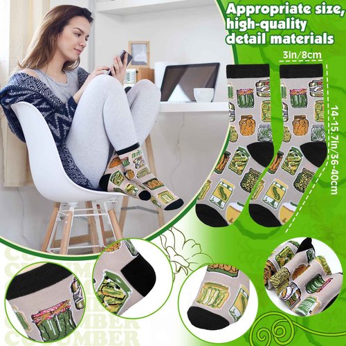 Soaoo 4 Pcs Christmas Funny Pickle Gifts for Pickle Lovers Women with Blanket, Tote Bag, Socks, Zipper Makeup Bag Funny Jar Gifts for Prizes Birthday Christmas Party Favor with Present Box
