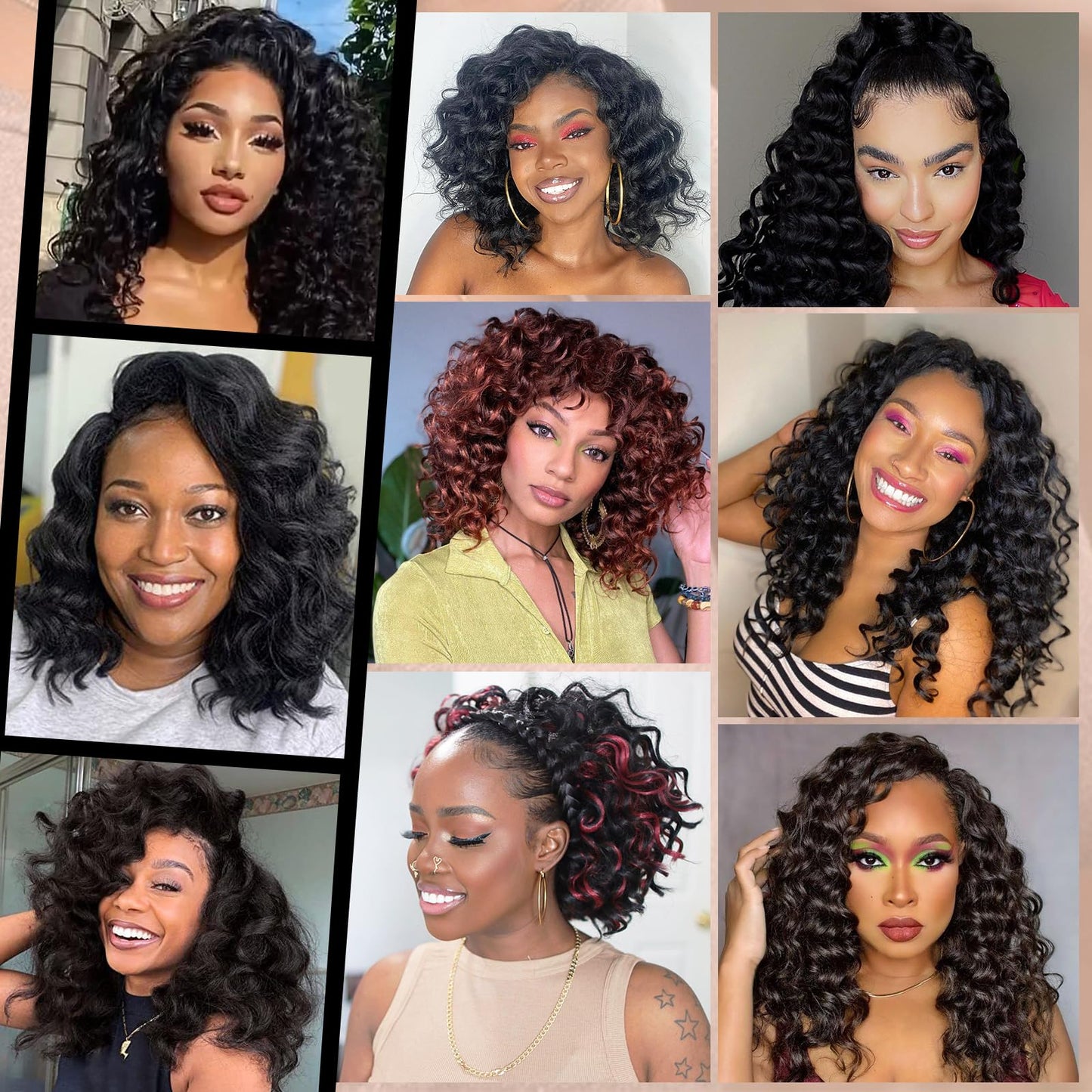 Toyotress Ocean Wave Crochet Hair - 9 Inch 8 Packs Ombre Brown Crochet Braids Deep Twist Synthetic Braiding Hair Extensions (9 Inch, T30-8P)