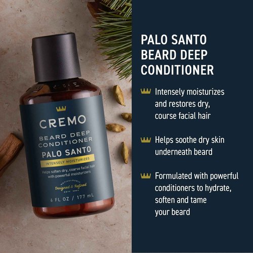 Cremo Palo Santo 2n1 Beard Wash & Softener + Deep Conditioner + Oil + Brush and Shear Set for A Full Beard Regimen