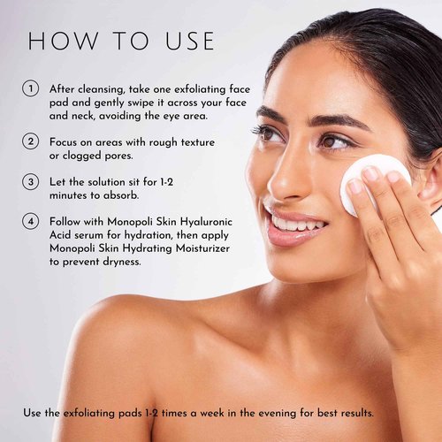Monopoli Skin Exfoliating Pads | Gentle Yet Effective Physical Exfoliation | Dual-Sided for Smoothing and Soothing | Essential for Daily Skincare Routines | Single 50pcs/jar