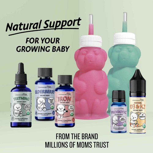 Legendairy Milk Organic Teething Drops - Baby Teething Relief Drops, Clove and Chamomile - Ideal for Babies and Toddlers - Sugar Free, 120 Servings