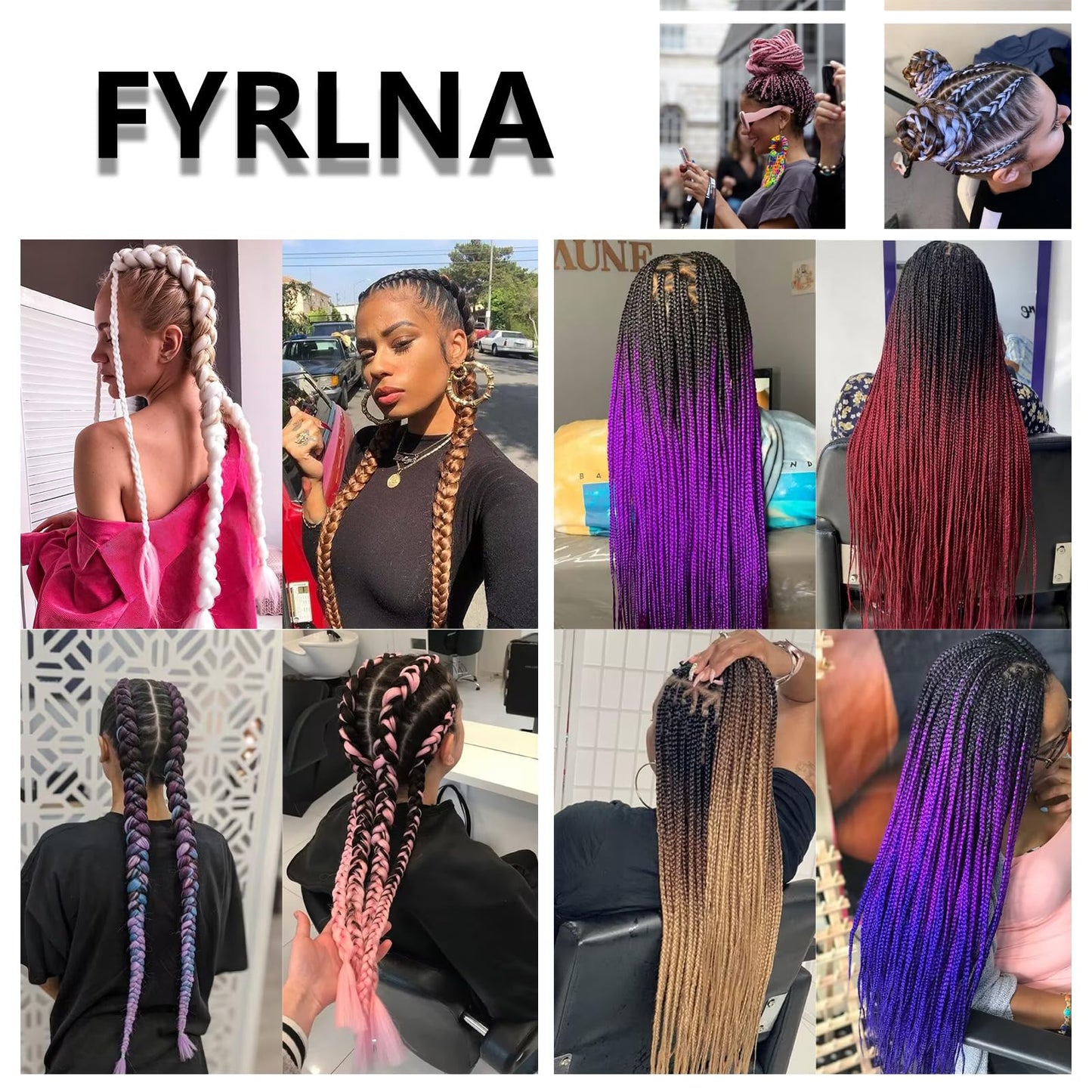 FYRLNA 3 Packs 24 Inch Jumbo Braiding Hair Soft High Temperature Resistance Synthetic Hair Extensions for Women 24 Inch Ombre Jumbo Braiding Hair Twist Crochet Braids Hair (24 Inch (Pack of 3), black to royal blue)