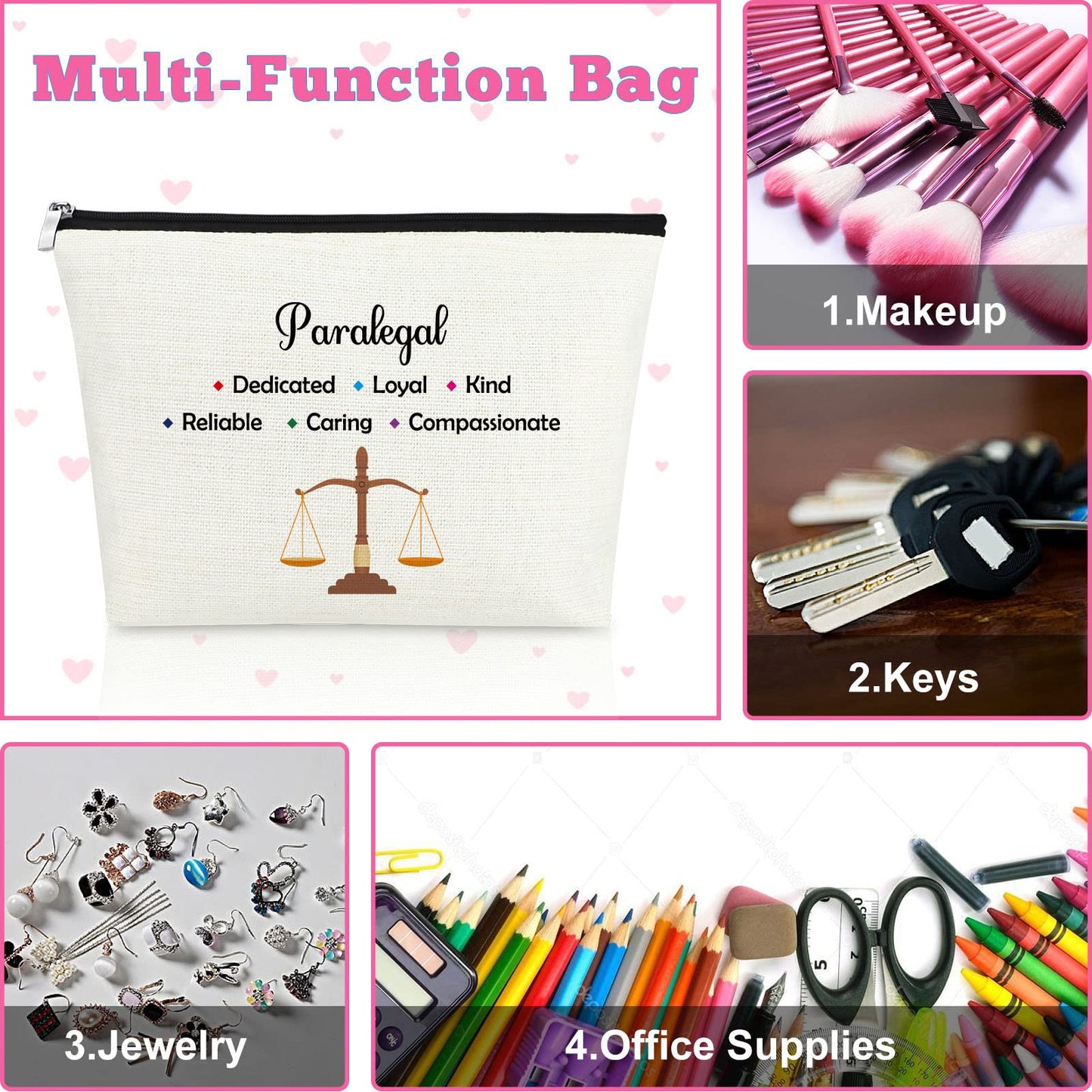 Mxrymvu Paralegal Gifts for Women Makeup Bag Appreciation Gift for Paralegal Law Cosmetic Bag School Student Graduation Gifts Future Lawyer Gift Birthday Gift Idea for Paralegal Travel Makeup Pouch