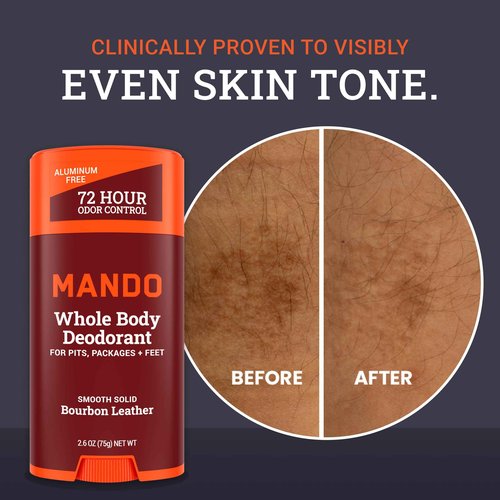 Mando Whole Body Deodorant For Men - Smooth Solid Stick 2-Pack and Acidified Cleansing Bar - 72 Hour Odor Control - Aluminum Free, Baking Soda Free, Skin Safe