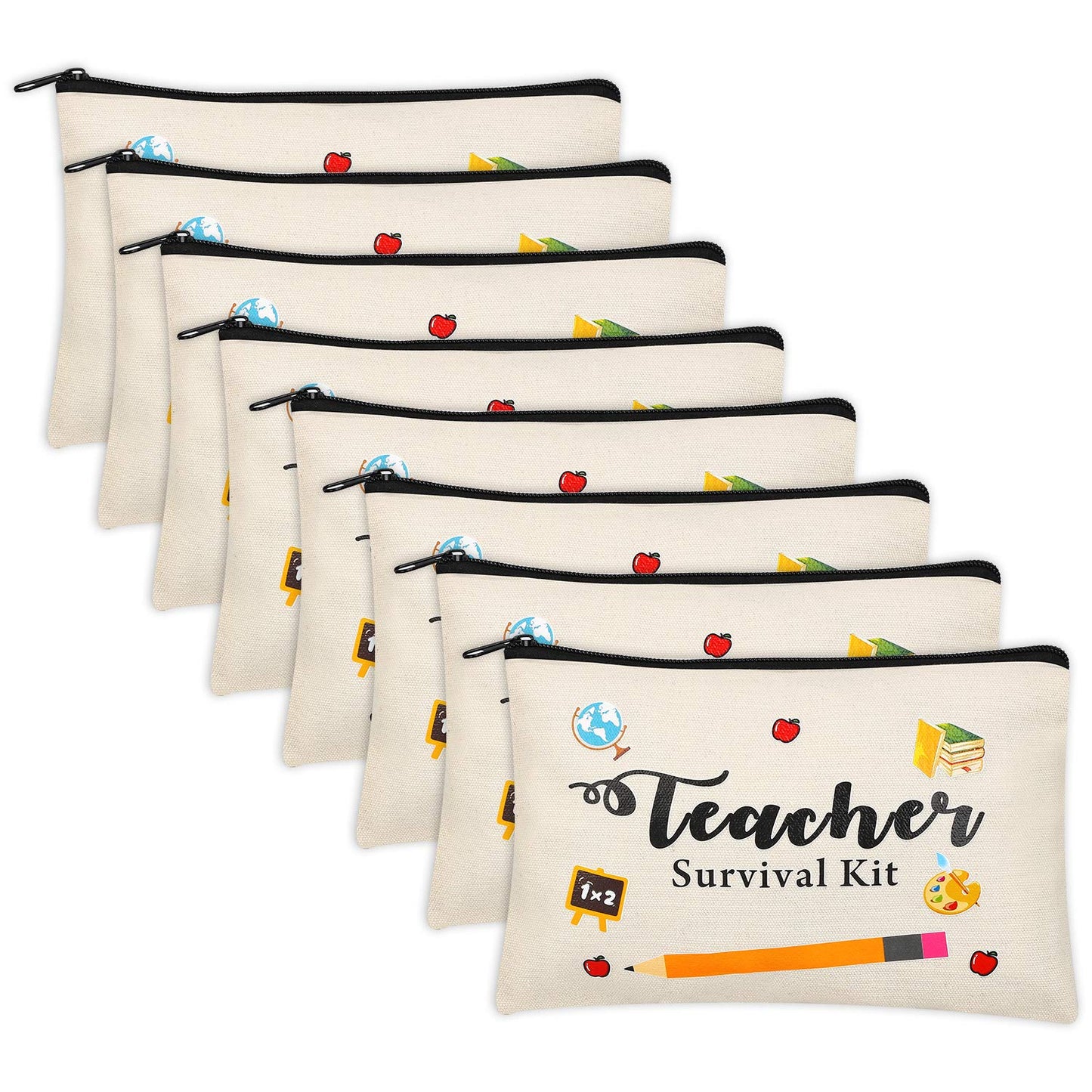 Kolewo4ever 8 Pieces Teacher Appreciation Gifts in Bulk Teacher Gift for Women Teacher Makeup Pouch Cosmetic Bag for Teacher Gifts