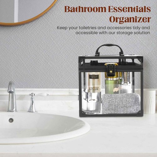 Donghome Crown Box 7.9 x 6.7 x 7.5inch, Clear Acrylic Makeup box, Makeup Organizer, Large Capacity Transparent Display Case for Vanity,Bathroom Counter or Dresser