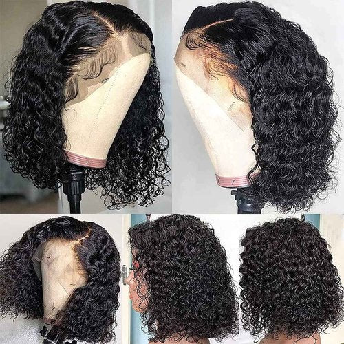 Tascal Bob Wig Human Hair 13x6 Deep Curly Lace Front Wigs Human Hair 180% Density Short Bob Wig Pre Plucked with Baby Hair Glueless Curly Wigs for Black Women(12 Inch)