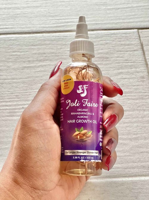 JOLI FAIRE Organic Hair Growth Oil with Mahabhringraj & Almond – For Hair Growth & Nourishment.Thickens, Anti-Dandruff, Breakage Repair, Bald Spot & Edges – Safe for All Ages & Hair Types (3.38 fl oz)