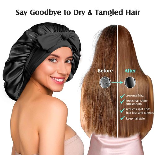 YFONG 2 Pack 100% 22 Momme Mulberry Silk Bonnet for Sleeping Women
