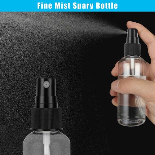 CertBuy 60 Pcs Small Plastic Spray Bottles, 2oz 60ml Empty Fine Mist Spray Bottles, Refillable Liquid Container Sprayer for Essential Oils Perfumes Travel Makeup, with 5 Pcs Funnels