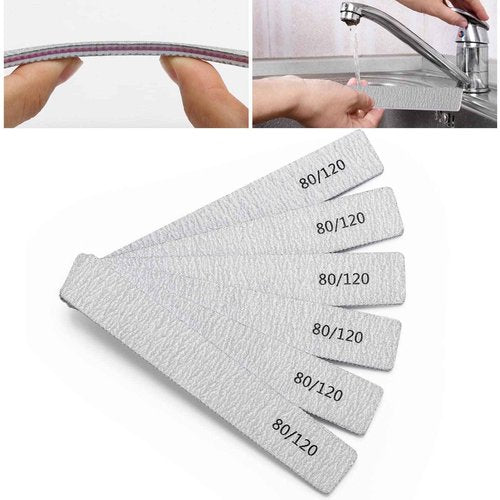 100 Pcs Nail Files for Acrylic Nails 80/120 Grit Double Sides Emery Boards Professional Nail Buffering Files