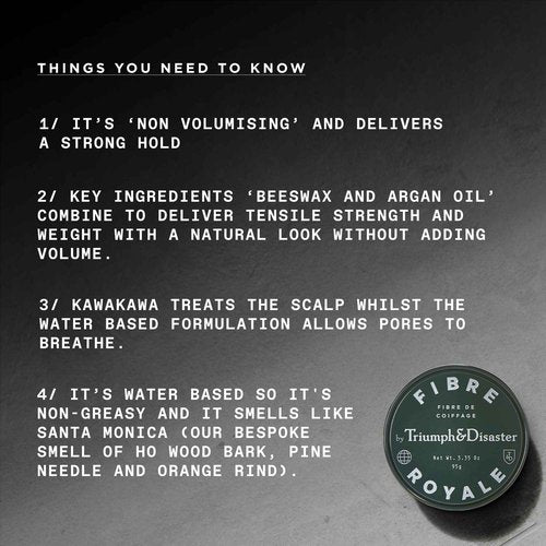 TRIUMPH & DISASTER Fibre Royale Hair Wax – Strong Hold Pomade for Thick Hair, Natural Finish Styling for Men & Women, 95g