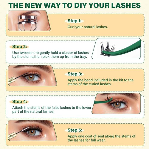 KEYYOULASH Manga Lash Clusters Kit 8-18mm Eyelash Clusters Kit DIY Lash Extension Kit Natural Fairy Cluster Lashes with Lash Bond Seal Remover Applicator Soft Thin Band(MG03)