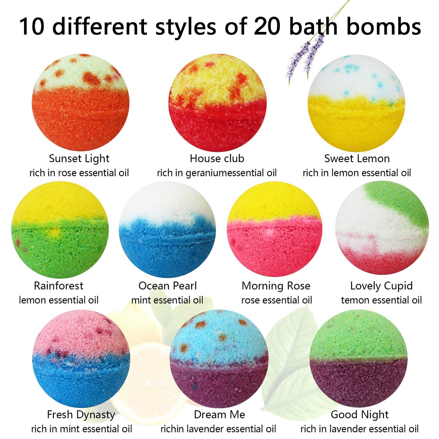 Nagaliving Bath Bombs Gift Set, 20 Wonderful Fizz Effect Handmade Bath Bombs for Valentine’s Day, Christmas, Mother’s Day, Father’s Day, Children’s Day, Birthday, Thanksgiving Day& Any Anniversaries