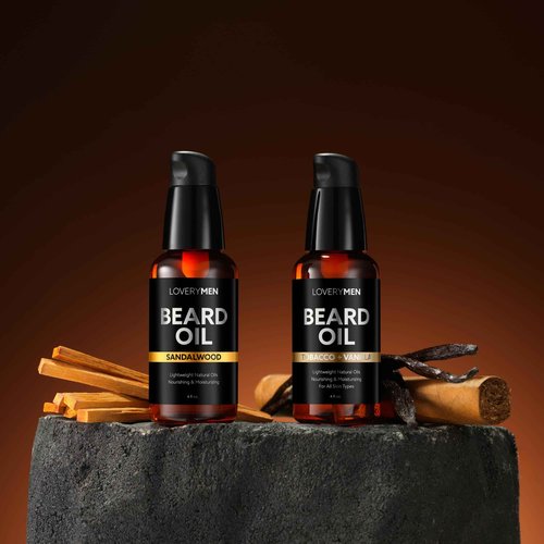 Deluxe Beard Oil for Men - Sandalwood, Tobacco Vanilla, Bergamot Sage, Cedar Pine, Unscented Fragrances, Natural Mens Beard Oil Kit With Argan & Jojoba Oil, Beard Softener Grooming Mens Beard Care